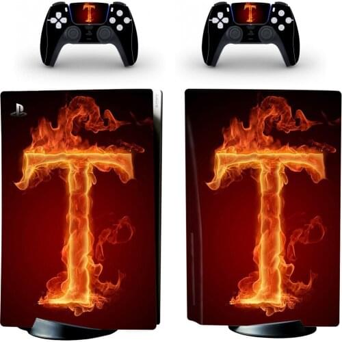 Fire T PS5 Disc Skin Sticker Protector Decal Cover for PlayStation 5 Console & Controller PS5 Skin Sticker Vinyl