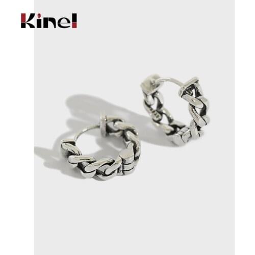 Kinel 100% 925 Sterling Silver Retro Old Chain Earrings For Women Girls Party Gift Prevent Allergy Sterling Silver Jewelry