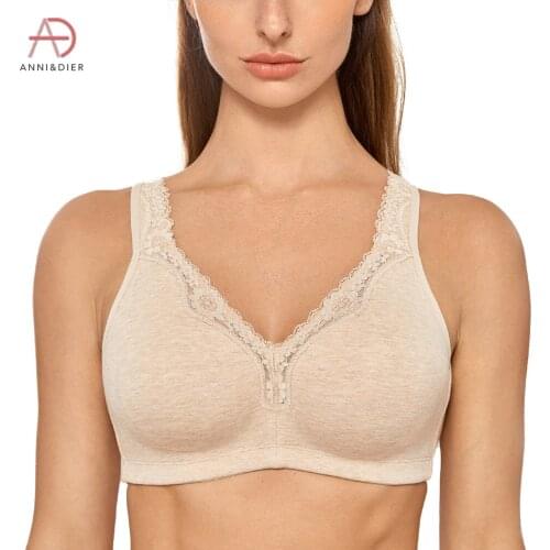 Womens Lace Plus Size Wire-Free Non-Foam Comfort Cotton Bra