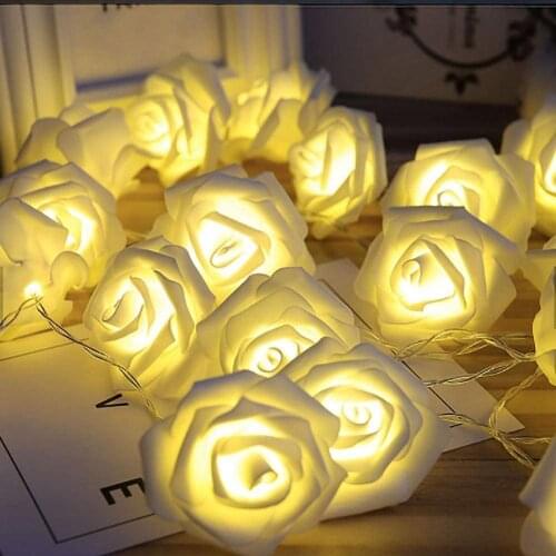 Battery Powered 2M/3M/4M/5M/10M Rose Flower String Lights Wedding Home Birthday Valentines Day Event Party Garland Luminaria