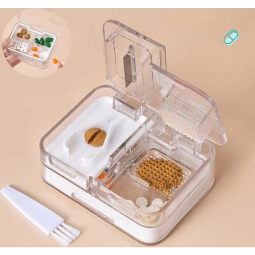 1PC Medicine Pill Holder Tablet Cutter Splitter Pill Case Portable Storage Box Divider Weekly Travel Pill Cutter Storage Boxes