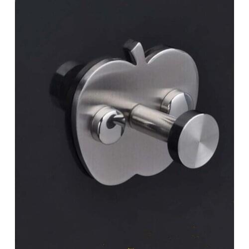 2pcs/lot high quality Apple shape 304 stainless steel single hook clothes bag cap hooks bathroom kitchen bedroom wall hooks