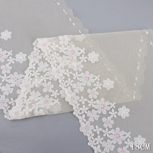 2Yards Floral Embroidery Lace Fabric Trim Applique Sewing Craft 18cm Width For Bra Underwear Dolls Women Dress Home Textile