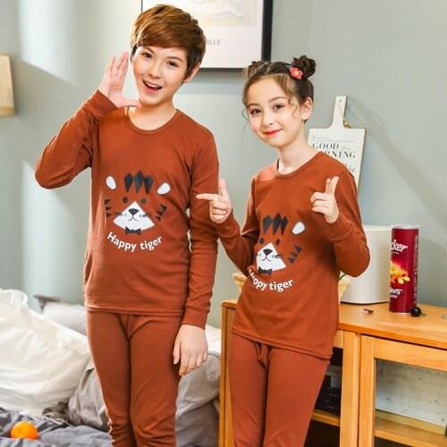 2020 Boys Girls Clothes Set Long Sleeve Pajamas Childrens Sleepwear for Big Boy Pyjamas Kids Nightwear 9-19Y Teens Pijamas Wear