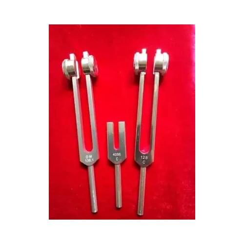 3pcs set Physics Aluminum alloy 128Hz and OM136.1 chakra and 4096Hz crystal tuning fork with Cloth bags hammers