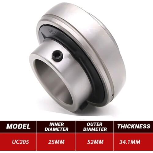3pcs Outer Wire Bearing UC205 Mental Pillow Block Bearing UC205 25mm*52mm*34.1mm Steel Bearings High Quality