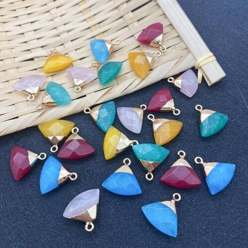 3 Pieces of Natural Stone Pendant Triangle Colorful Crystal Necklace Pendant Aura Stone Ornaments for DIY Jewelry Making Charm