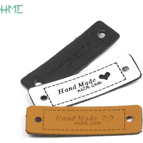36pcs Retro Synthetic PU Leather Handmade Labels for Jewelry Making Clothes Garment Hand Made Tags Jeans Bags Shoes Accessories