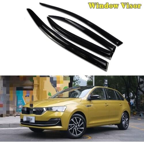 4 Pcs Car Side Window Visor Guard Vent Cover Trim Awnings Shelters Protection Guard For Skoda Rapid 2013- 2021 Raincoat Cover