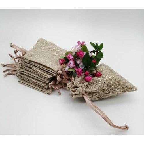 50pcs Jewelry Bag 7*9 10*14 Jewelry Packaging Bags Wedding Party Decoration Gift Bag Drawstring Jute Bags for Christmas Pouches