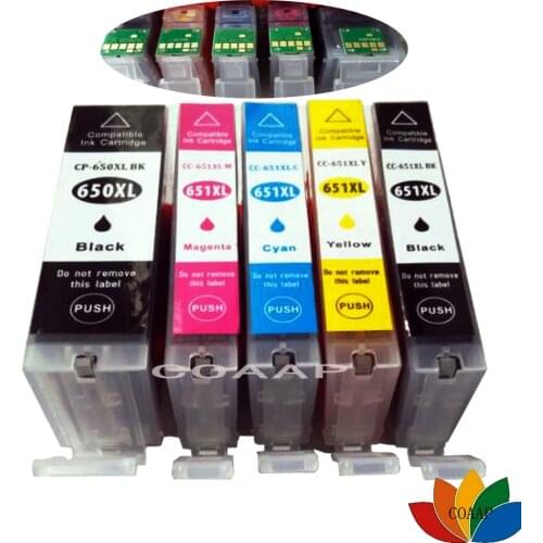 5x Compatible PGI 650 CLI-651 for Canon Pixma IP7260 MG5460 MG5560 iP8760 iX6860 MG6360 MG7160 MX726 ink Cartridge pgi650