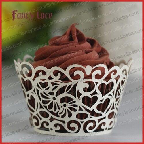 60PCS love heart shape cupcake liners Wedding Decorations Cupcake Pageant Dresses,Die Cut Paper Party Favors Table Decorations