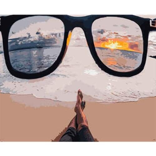 Diy Acrylic brush canvas Moderne Wall Art Decors childerd Gift paint by number handpainted oil paint brush canvas 40X50CmGlasses