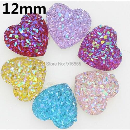 Free shipping 300pcs/lot mixed color 12mm AB Flatback Resin Heart Stone Beads,Resin Flatback rhinestones