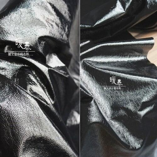 Burst Texture Black Imitation Leather Fabric DIY Patches Background Decor Bags Coat Tights Legging Pants Dress Designer Fabric