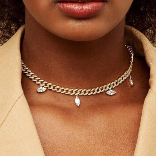 Iced Out Paved eye cz charm iced out bling cubic zirconia Full Miami cuban link chain choker necklaces for women Hip Hop Jewelry