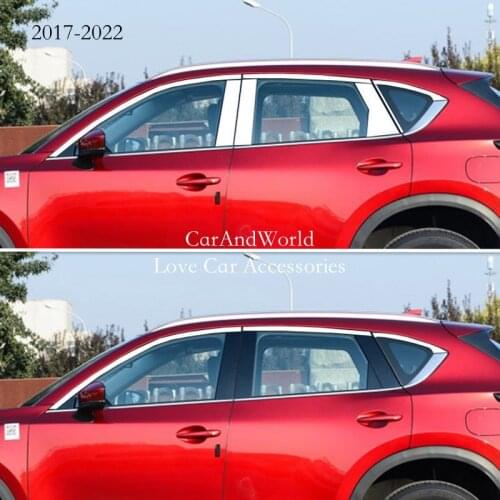 For Mazda CX-5 CX5 2013-2022 Stainless Steel Car Window Pillar Post B/C Column Cover Trims Sticker External Accessories