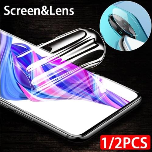 1/2pc full screen protector hydrogel film on for Xiaomi Poco F2 Pro X2 Pocophone F1 Pocofone F2pro X 2 camera lens film no glass