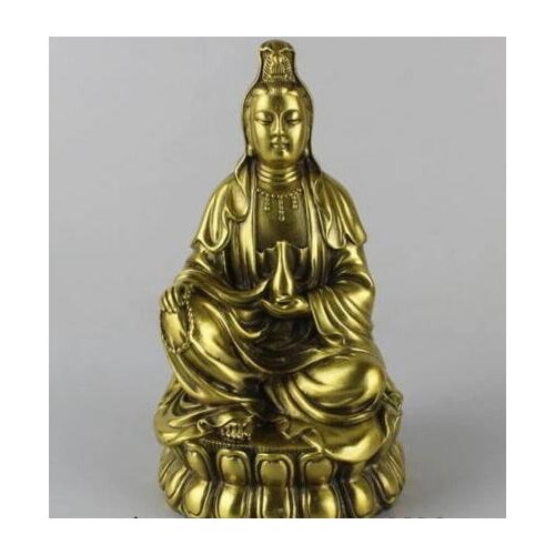 Chinese brass copper kwan-Yin Guan Yin Bodhisattva Mercy Goddess Buddha statue