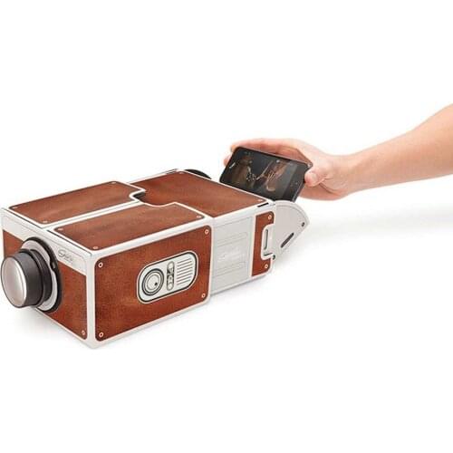 Mini Portable Cardboard Smart Phone Projector 2.0 Mobile Phone Projection for Home Theatre Audio & Video Projector ACEHE