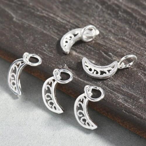 2pcs Fashion Women Jewelry Charms 925 Sterling Silver Hollow Moon Dangle Earrings DIY Silver Jewelry Make Pendants Accessories