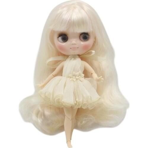 Nude middie blyth joint doll light golden hair Transparent face suitable DIY gift for girl like the icy doll middle blyth