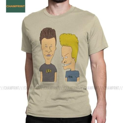 Beavis Butthead T-Shirt Men Old Cartoon Rock Comedy Music Comic Punk Metal Vintage Cotton Tees Crewneck Short Sleeve T Shirt