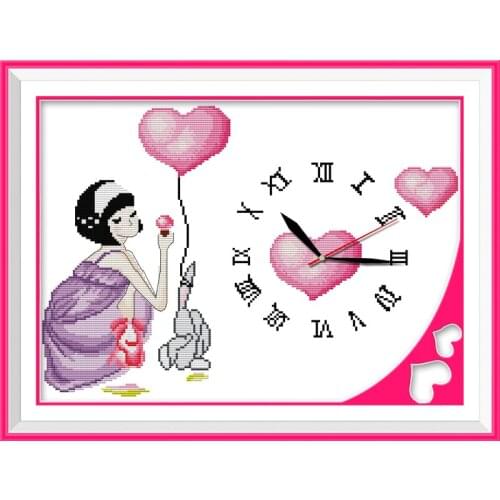 Quietly elegant mood cross stitch kit 14ct 11ct count print canvas wall clock stitching embroidery DIY handmade needlework