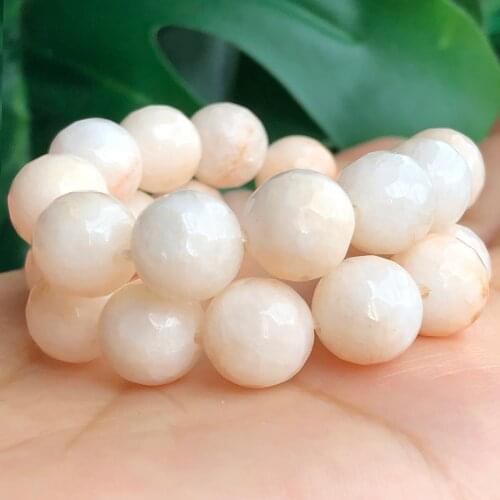 Natural Faceted Light Yellow Chalcedony Jades Stone Round Loose Spacer Beads For Jewelry Making 4/6/8/10mm DIY Bracelet Necklace