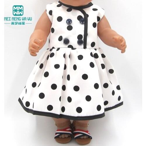 Clothes for doll fit 43cm baby new born doll and american doll fashion polka dot dress