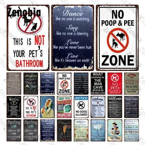 Warning Sign Metal Wall Stickers This Is Not Your Pets Bathroom Warning&rules Metal Posters Decorative Tin Plates Home Decor