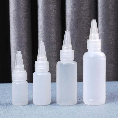10 Pcs/lot 10ML/20ML30ML/50ML Empty PE Plastic Glue Bottles With Screw-On Lids Squeeze Liquid Ink Oil Dropper Bottles