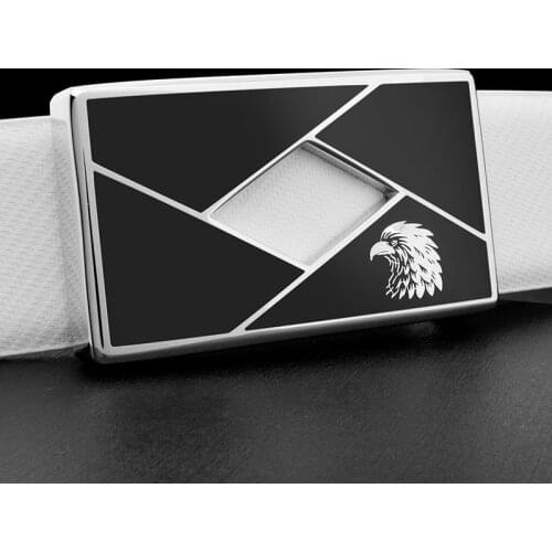 High Quality eagle Belts Men Cowhide white Belt For Men Luxury Brand Genuine Leather youth Fashion Leisure Black Waist Strap