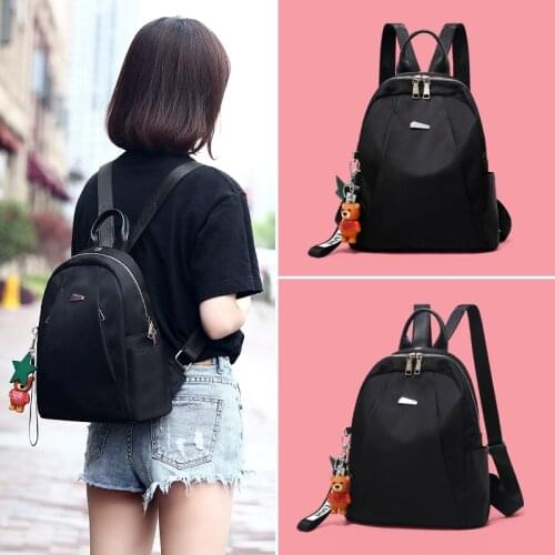 Retro Oxford Backpack Women Black Waterproof Nylon School Bags Womens Anti-theft backpack simple solid color shoulder bag