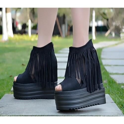 Spring and summer 2021 high heel fish mouth sandals 13cm thick bottom muffin super high heel womens single platform heels