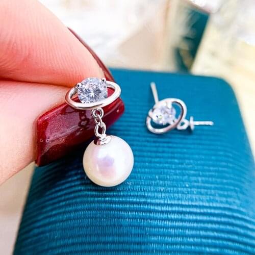 DIY Pearl Drop Earrings Findings Women Handmade Pearl Earrings Components For 7-11mm Beads Accessory