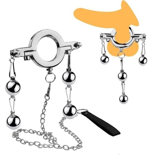 Sex Shop Metal Cock Ring Heavy Metal Balls Scrotum Stretcher Penis Training Delay Ejaculation Penis Bondage Male Sex Toys BDSM