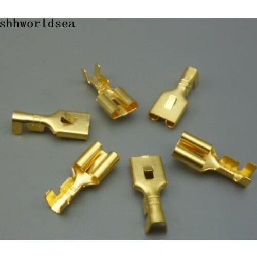 Shhworldsea 100PCS 6.3mm female ternimal Crimp Terminal Spade Connector