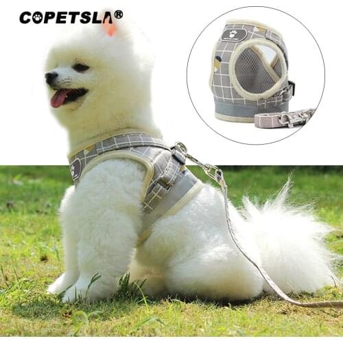 Copetsla Dog Harness Breathable Nylon Vest Adjustable Dog Harness and Leash Set for Dogs Reflective Pet Collar Dog Accessories
