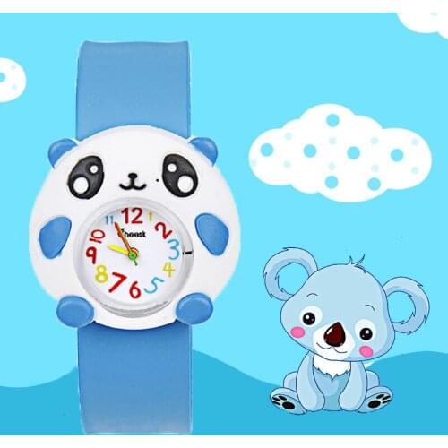 Silicone Slap On Watch Children Cartoon Panda Quartz Watch 3 colors Kids Boys Girls Christmas Gifts Baby Toys Digital Watches Q7