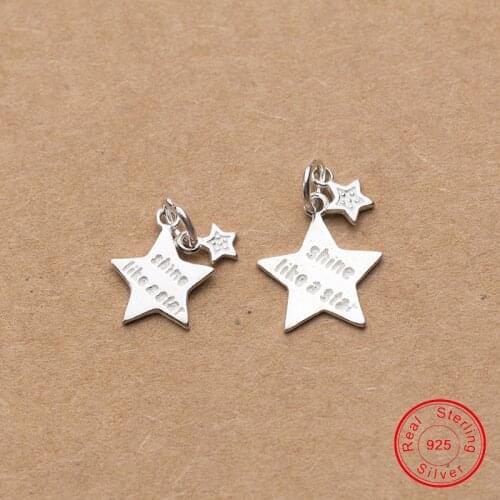 UQBing Hand Made 925 Sterling Silver Double Small Big Stars Charms For DIY Charms Bracelet Jewelry Making
