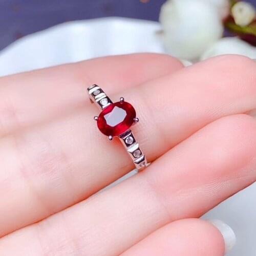 USPS Dropshipping Natural Ruby Ring, 925 Sterling Silver Fine Jewelry for Women, Oval Gemstone Rings with Certificate