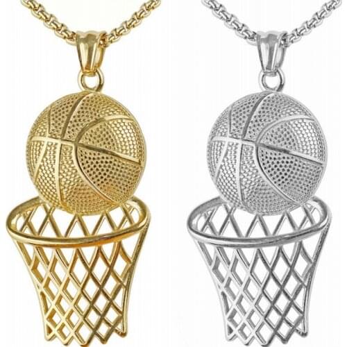 HIP Hop Basketball Necklace For Men Basketball Box Pendant Long Chain Necklace Sports Fans Gifts Couple Jewelry