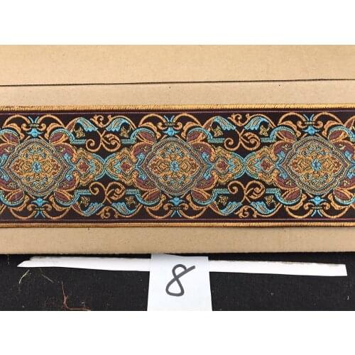 High Quality Colorful Diamond Webbing 5cmx8yards/lot National wind embroidery Woven Jacquard Ribbon DIY Accessories lace trim