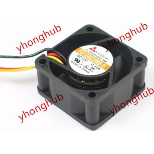 Y.S.TECH FD124020MB-H DC 12V 0.12A 40x40x20mm 3-Wire Server Cooling Fan