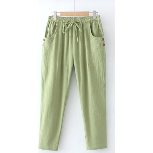 Plus Size Pants With Pockets Elastic Waist Loose And Comfortable Trousers Summer Leggings Under 220 Pounds For Fatlady In Summer