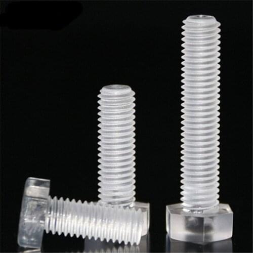 10PCS M3 M4 M5 M6 M8 M10 M12 PC Polycarbonate Plastic Hexagon Screw Hex Head Twist Screws Bolts High Strength Fatigue Resistance