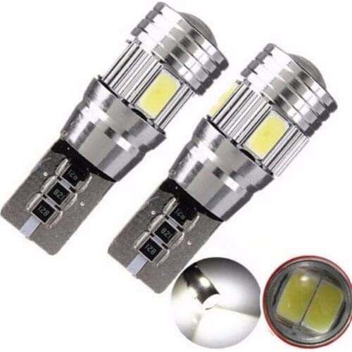 10Pcs T10 W5W 6000K White/Amber 6-SMD Canbus Error Free With Projector Lens 168 192 921 W5W Car Side Wedge Lights