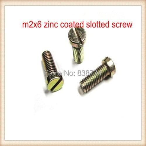 1000pcs steel with yellow zinc coated m2*6 flat cross screw