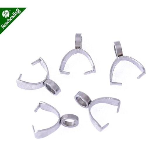 20pcs 9mm long snap on bail,stainless steel snap on bail,charm bail